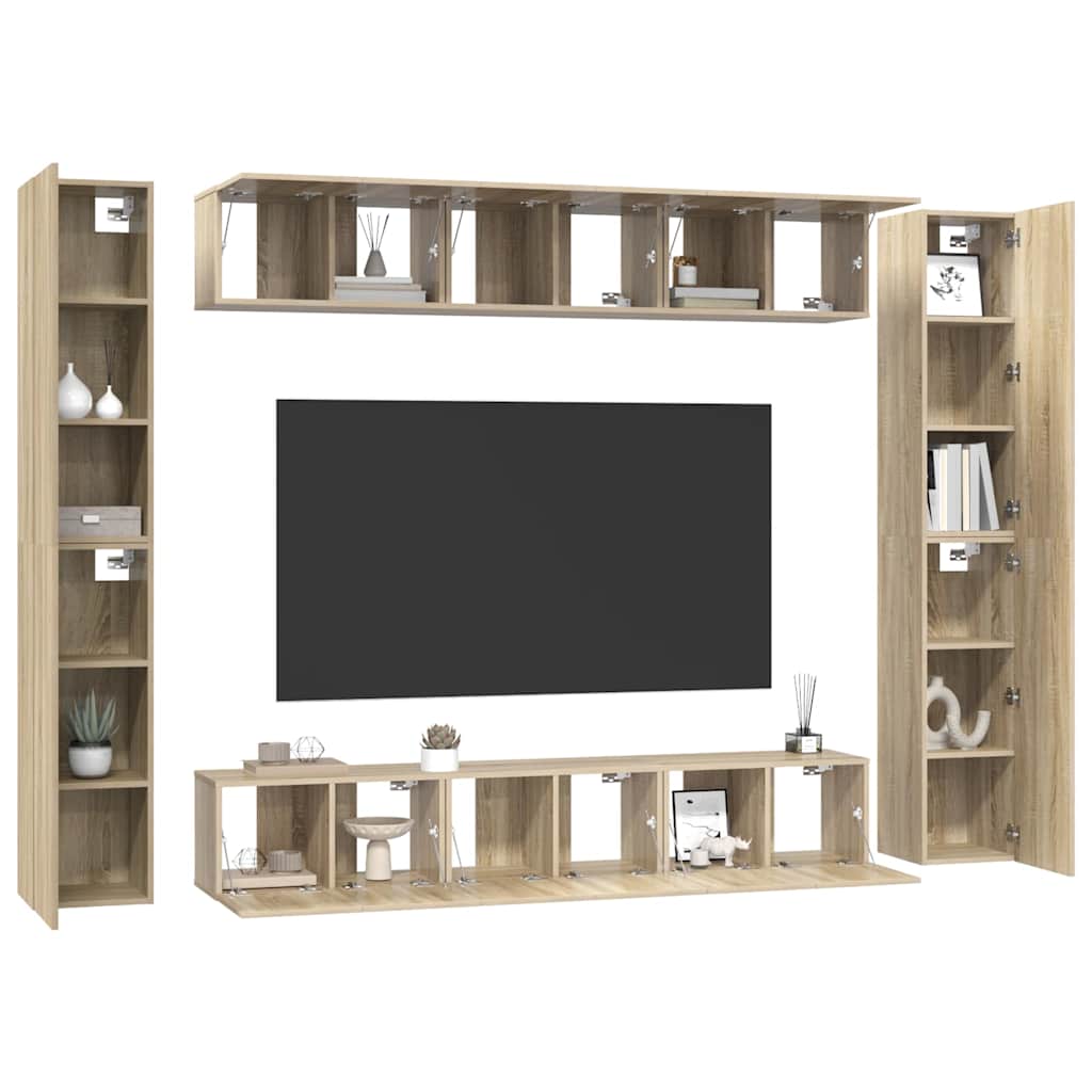 Ensemble de meubles TV 10 pcs Chêne sonoma Bois d'ingénierie