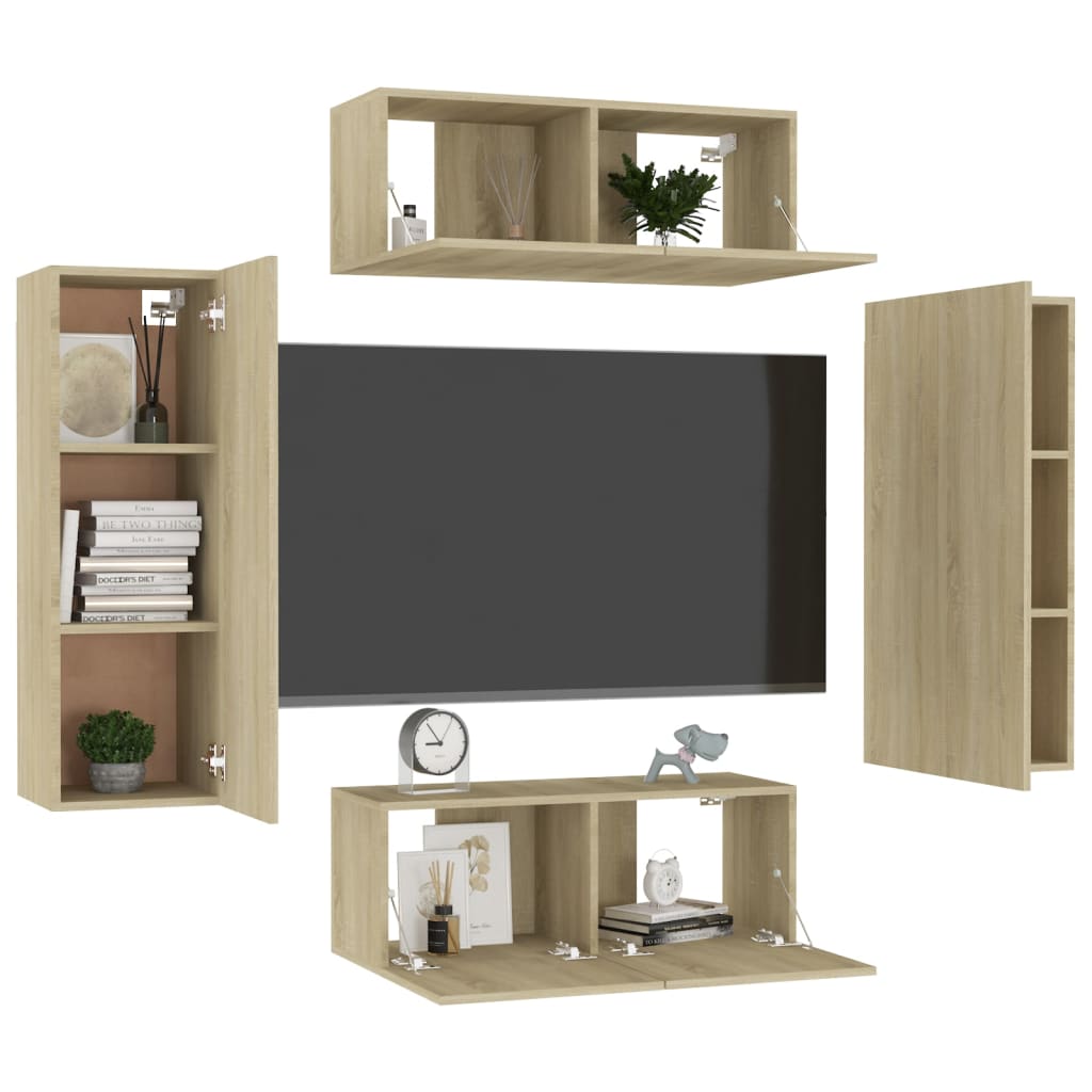 Ensemble de meubles TV 4 pcs Chêne sonoma Bois d'ingénierie - XIOS
