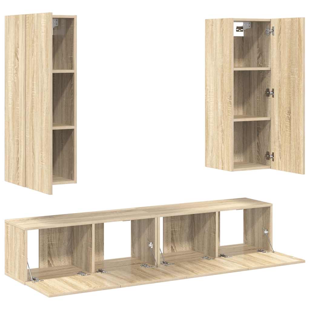 Ensemble de meubles TV 4 pcs Chêne sonoma Bois d'ingénierie