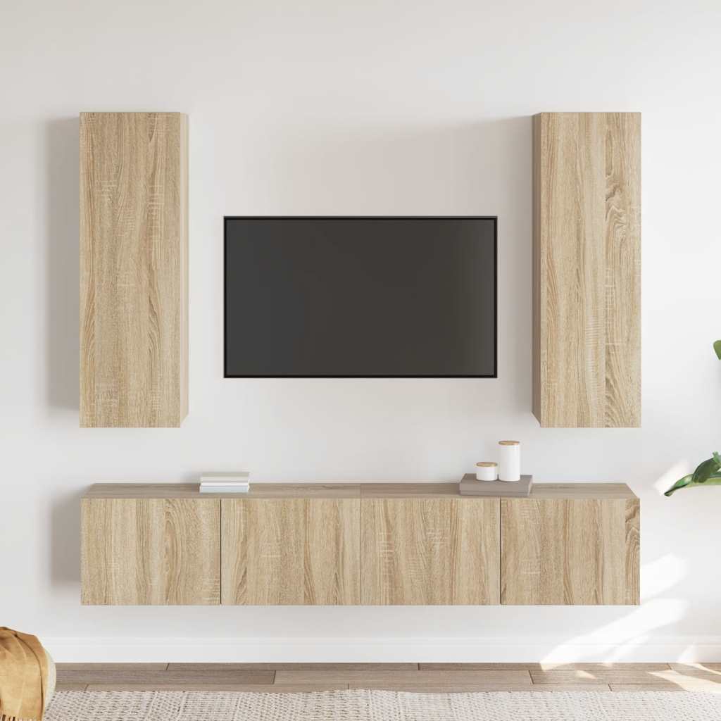 Ensemble de meubles TV 4 pcs Chêne sonoma Bois d'ingénierie