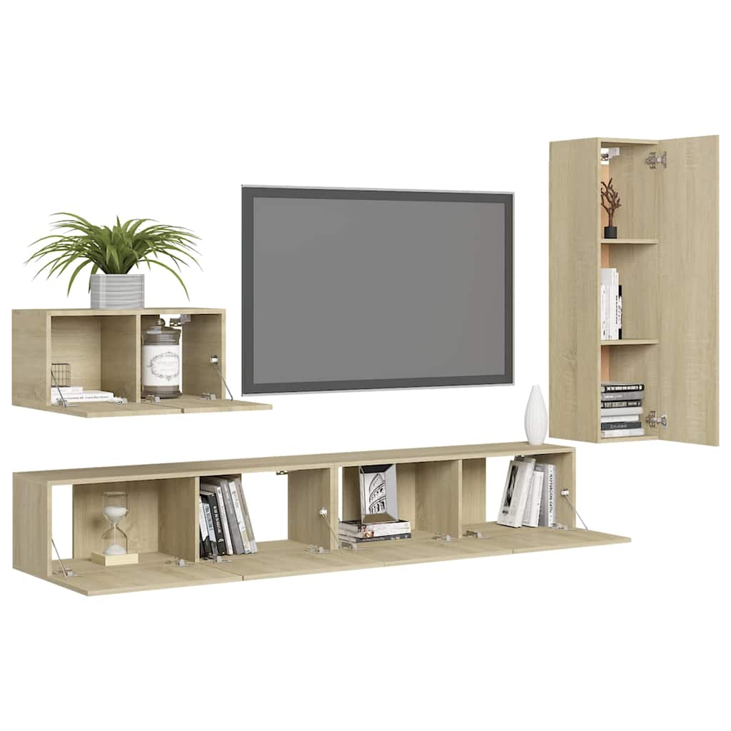 Ensemble de meubles TV 4 pcs Chêne sonoma Bois d'ingénierie - XIOS