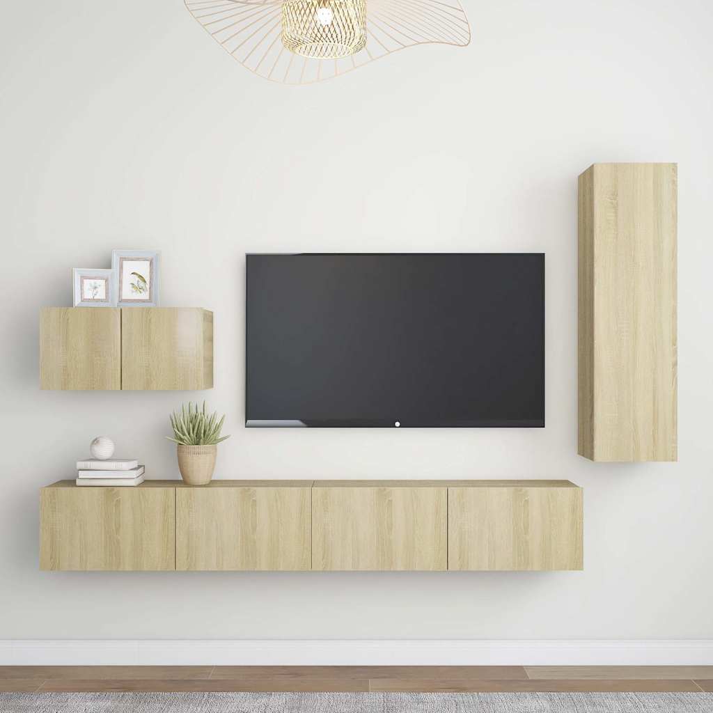 Ensemble de meubles TV 4 pcs Chêne sonoma Bois d'ingénierie - XIOS