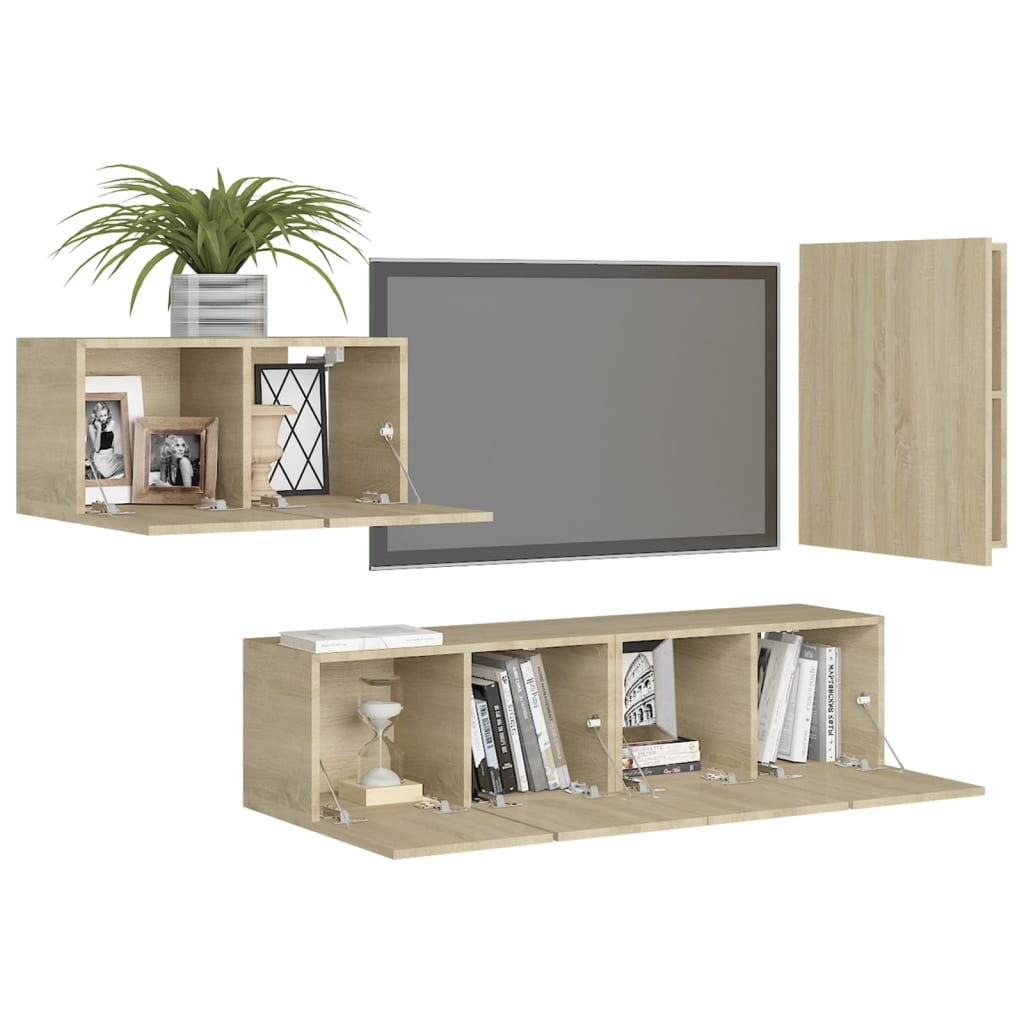 Ensemble de meubles TV 4 pcs Chêne sonoma Bois d'ingénierie - XIOS