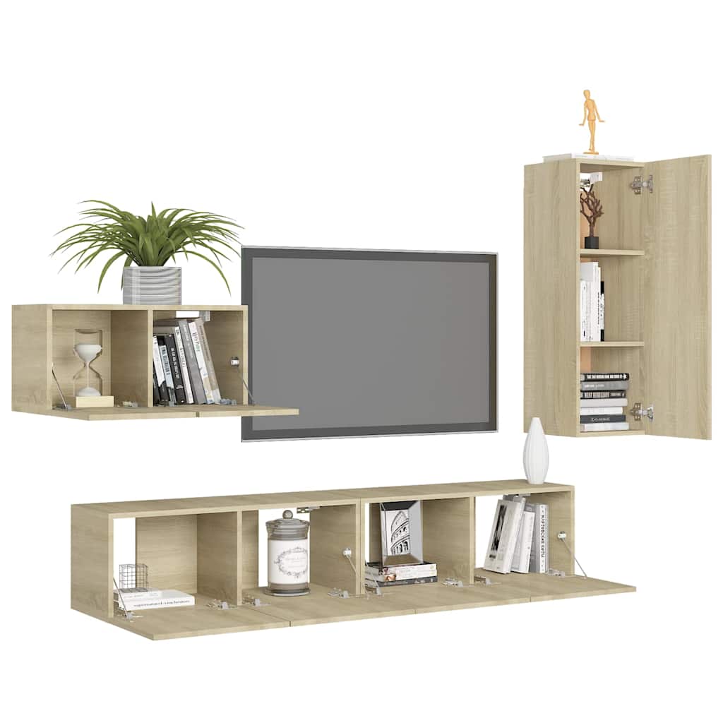 Ensemble de meuble TV 4 pcs Chêne sonoma Bois d'ingénierie - XIOS