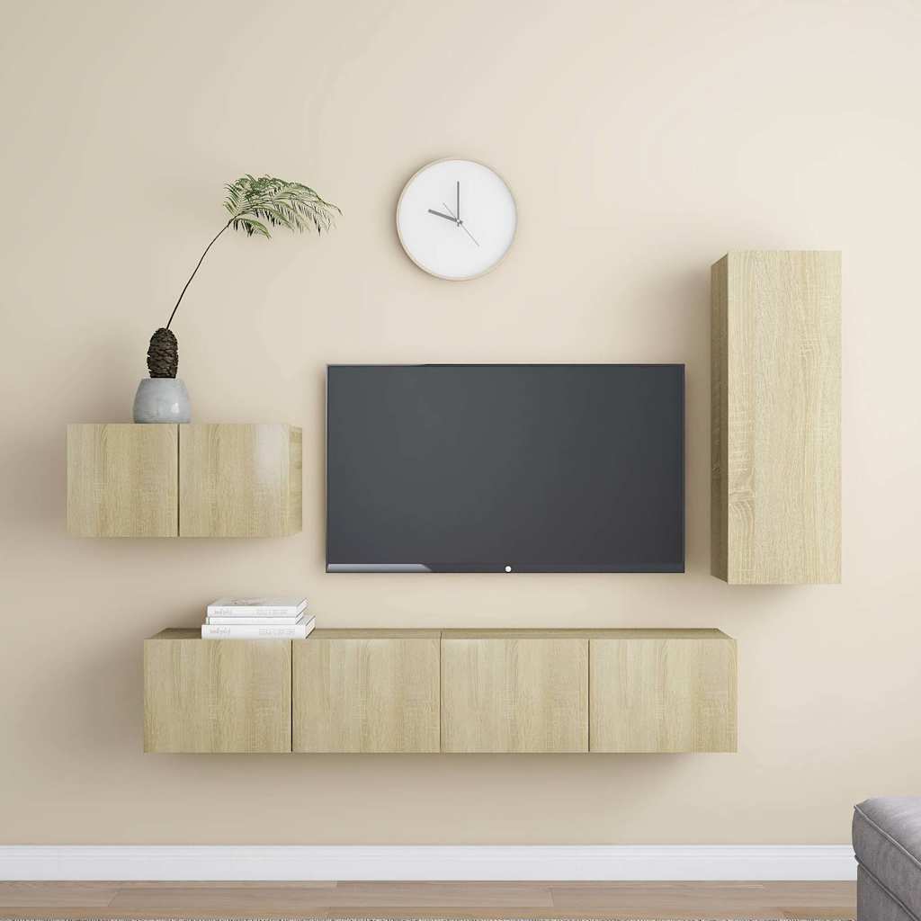 Ensemble de meuble TV 4 pcs Chêne sonoma Bois d'ingénierie - XIOS