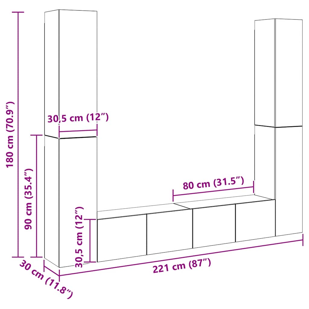 Ensemble de meuble TV 6 pcs Chêne sonoma Bois d'ingénierie - XIOS