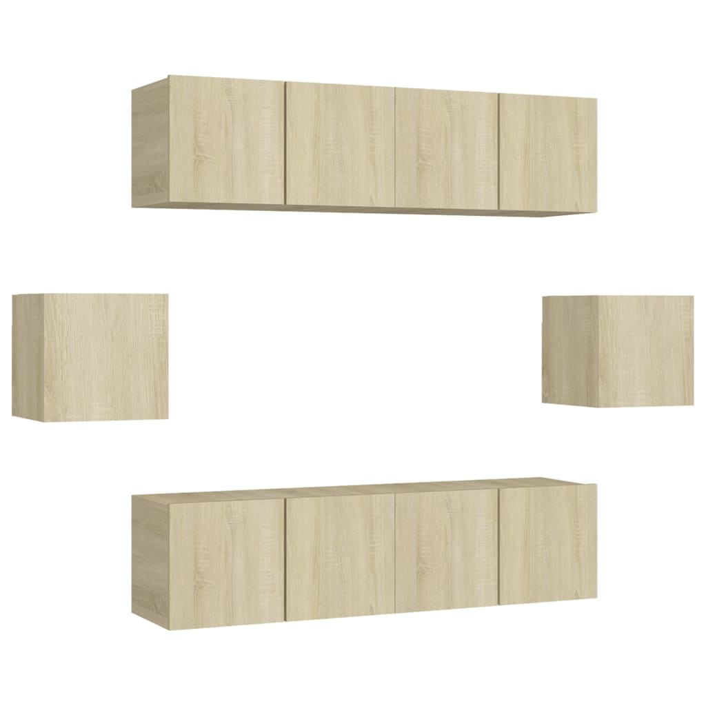 Ensemble de meubles TV 6 pcs Chêne sonoma Bois d'ingénierie - XIOS