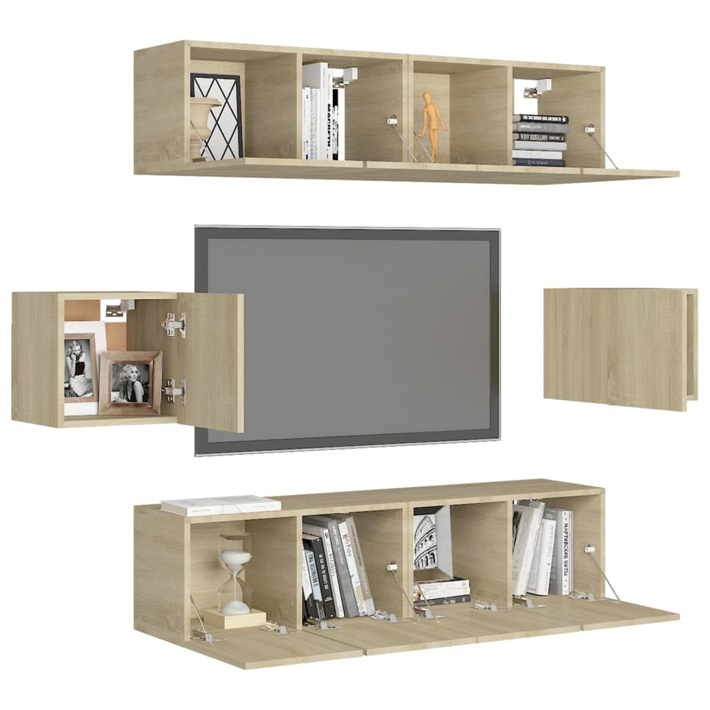 Ensemble de meubles TV 6 pcs Chêne sonoma Bois d'ingénierie - XIOS