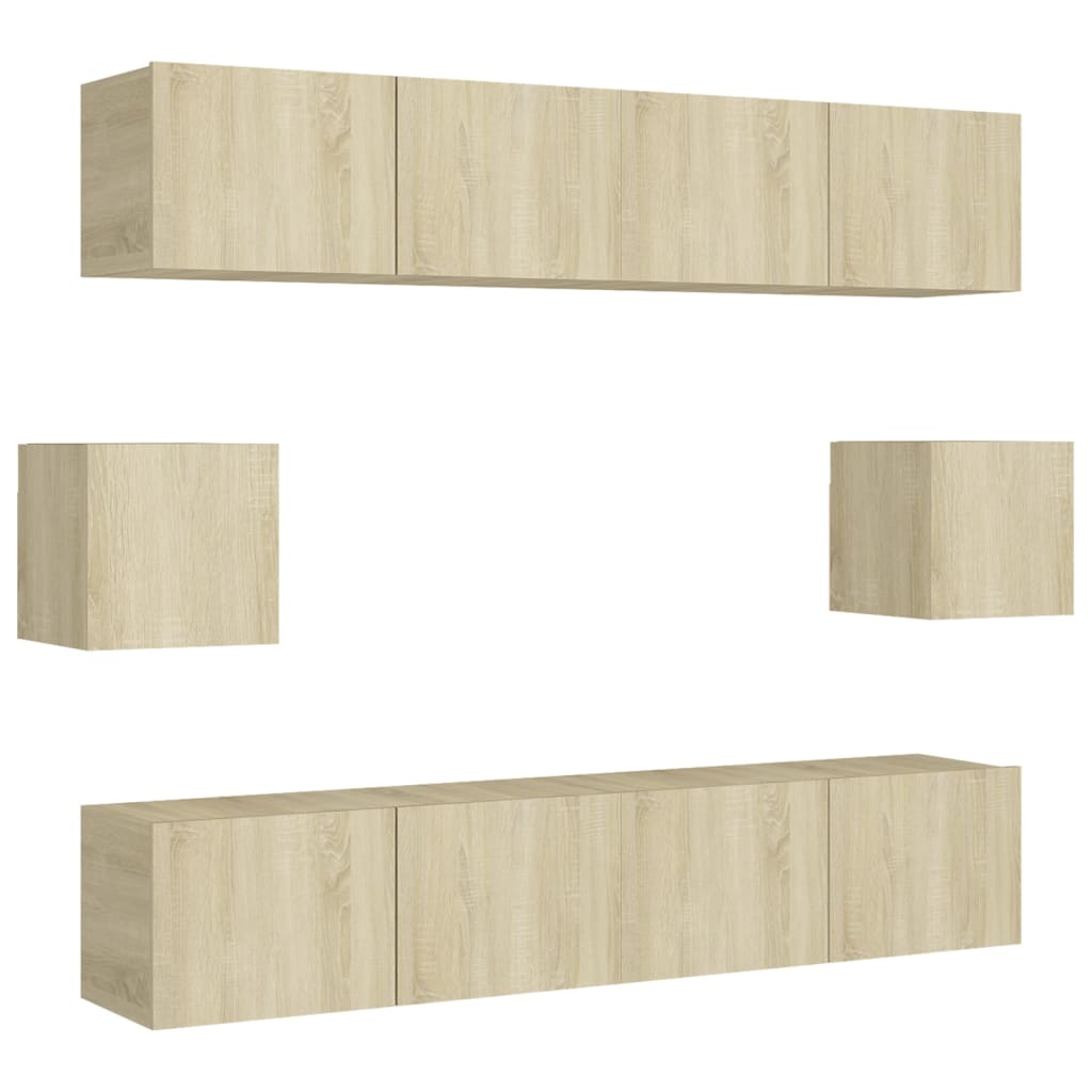 Ensemble de meubles TV 6 pcs Chêne sonoma Bois d'ingénierie - XIOS
