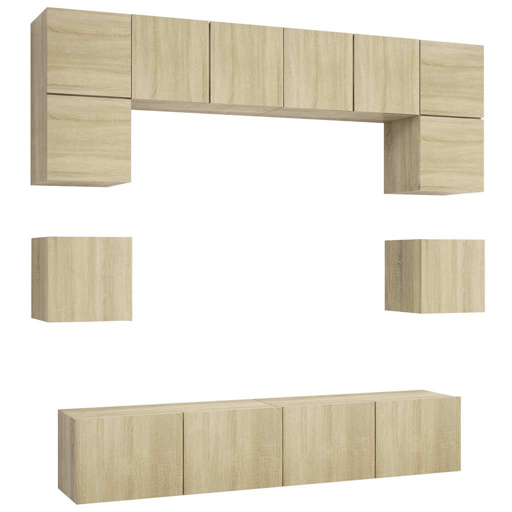 Ensemble de meuble TV 8 pcs Chêne sonoma Bois d'ingénierie - XIOS