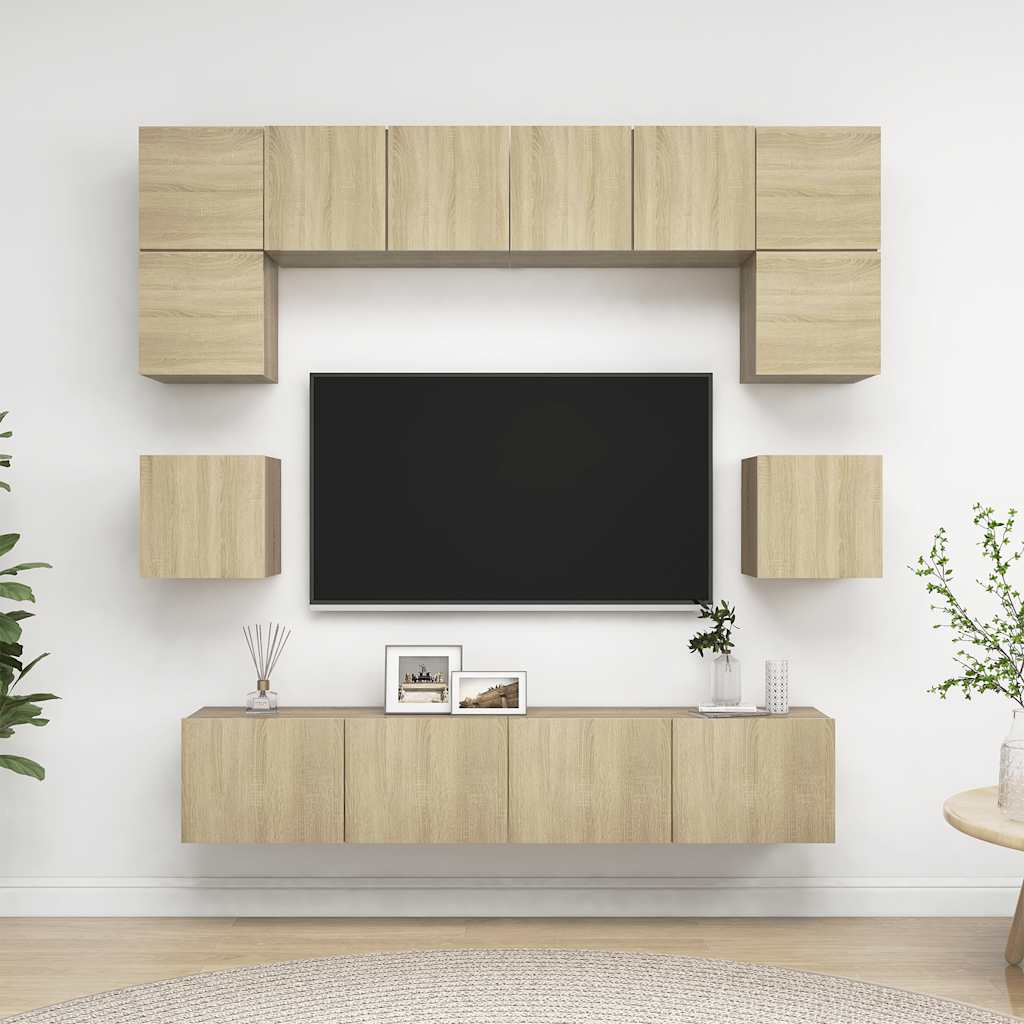 Ensemble de meuble TV 8 pcs Chêne sonoma Bois d'ingénierie - XIOS