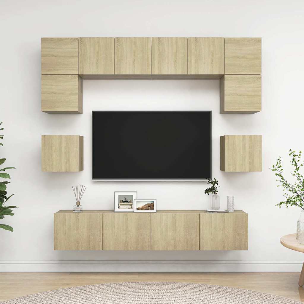 Ensemble de meuble TV 8 pcs Chêne sonoma Bois d'ingénierie