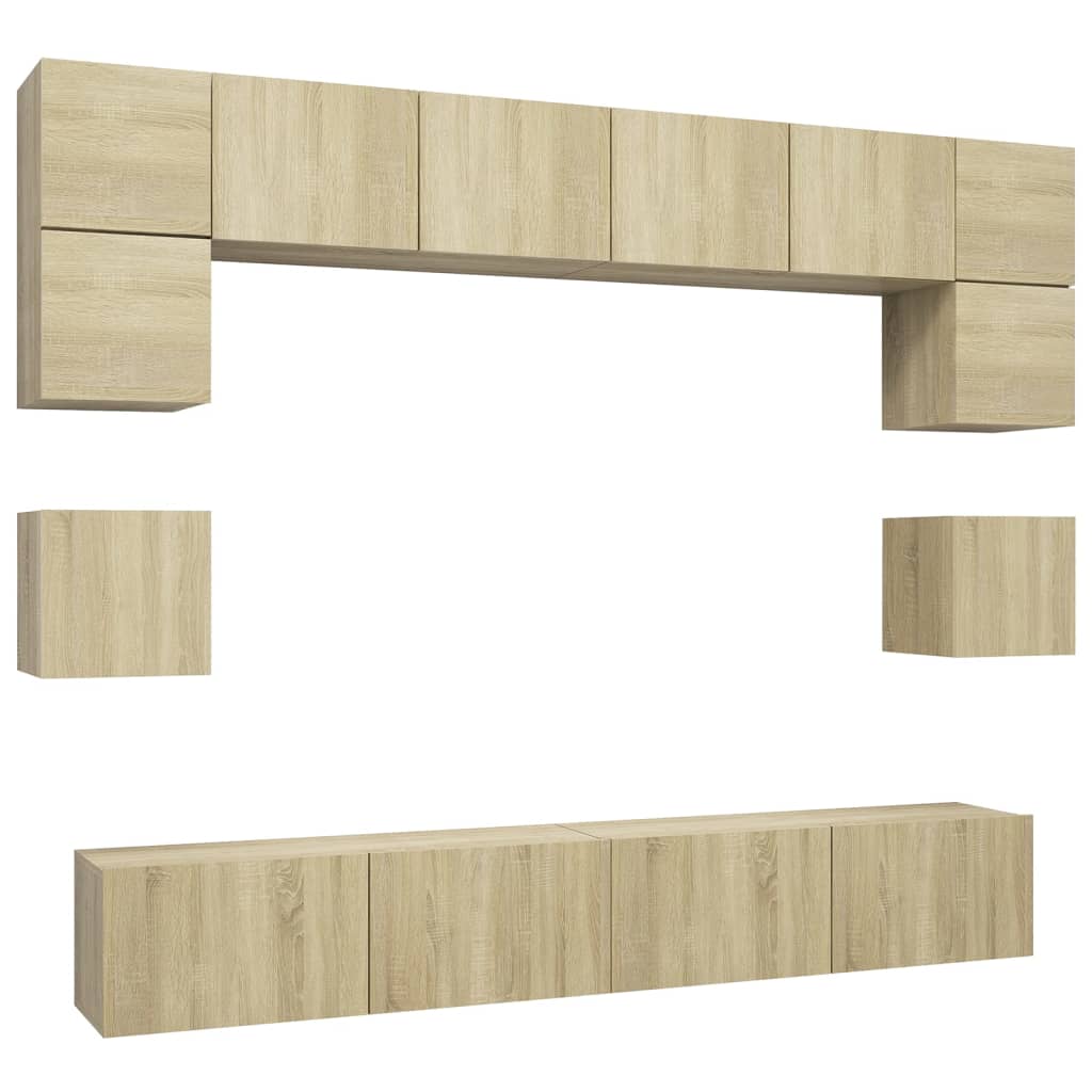 Ensemble de meuble TV 8 pcs Chêne sonoma Bois d'ingénierie - XIOS