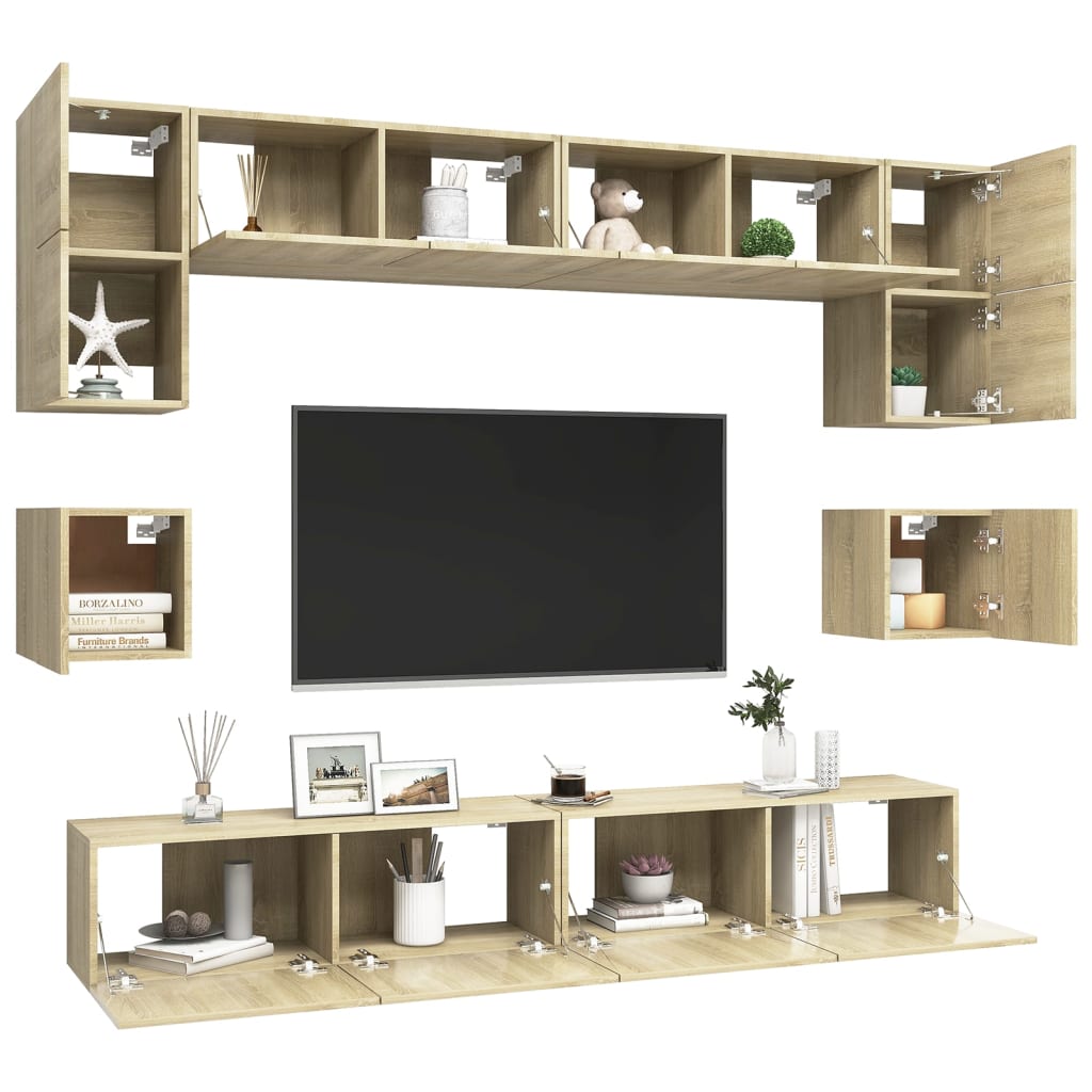 Ensemble de meuble TV 8 pcs Chêne sonoma Bois d'ingénierie - XIOS