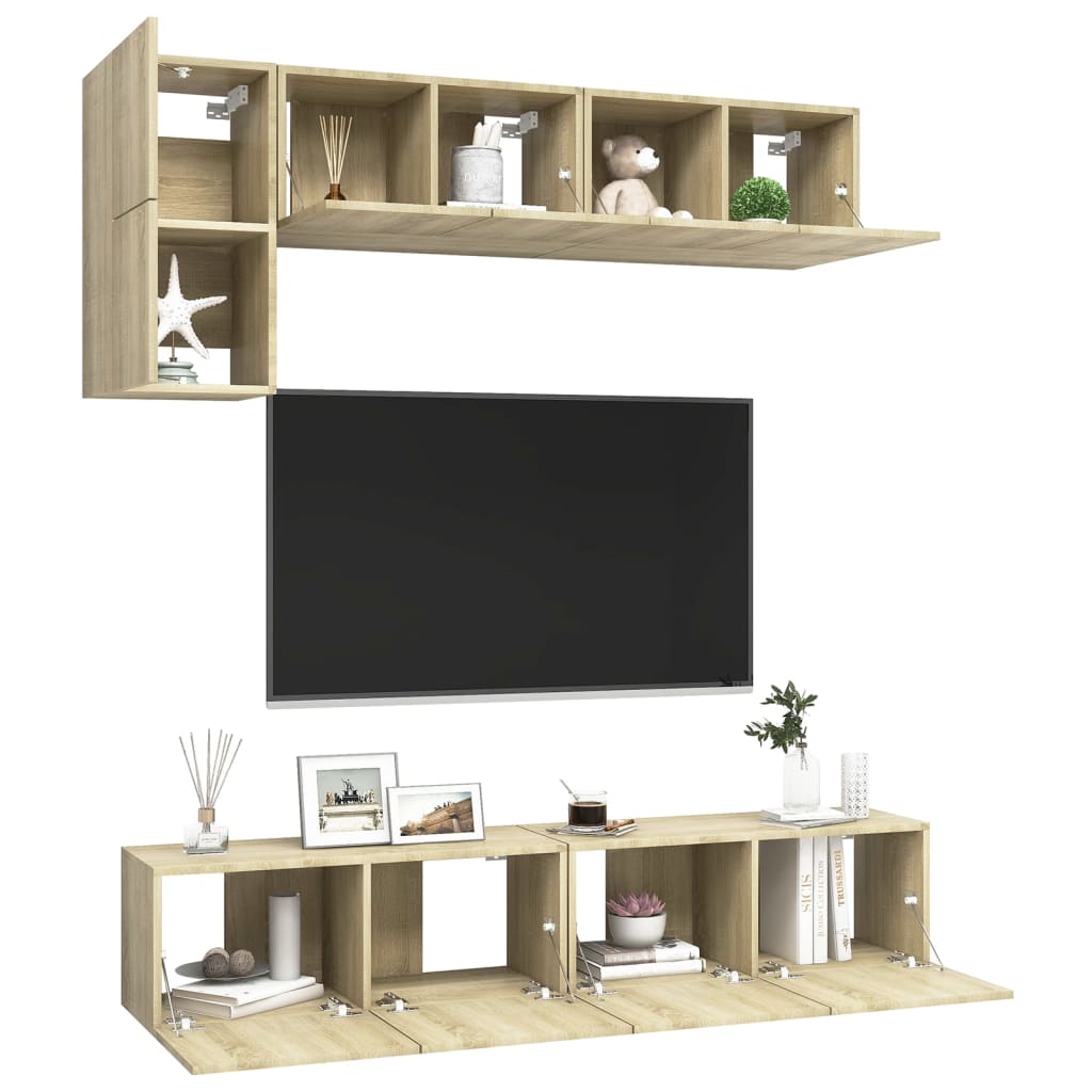 Ensemble de meuble TV 5 pcs Chêne sonoma Bois d'ingénierie - XIOS