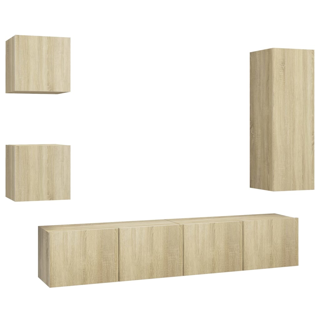 Ensemble de meuble TV 5 pcs Chêne sonoma Bois d'ingénierie - XIOS