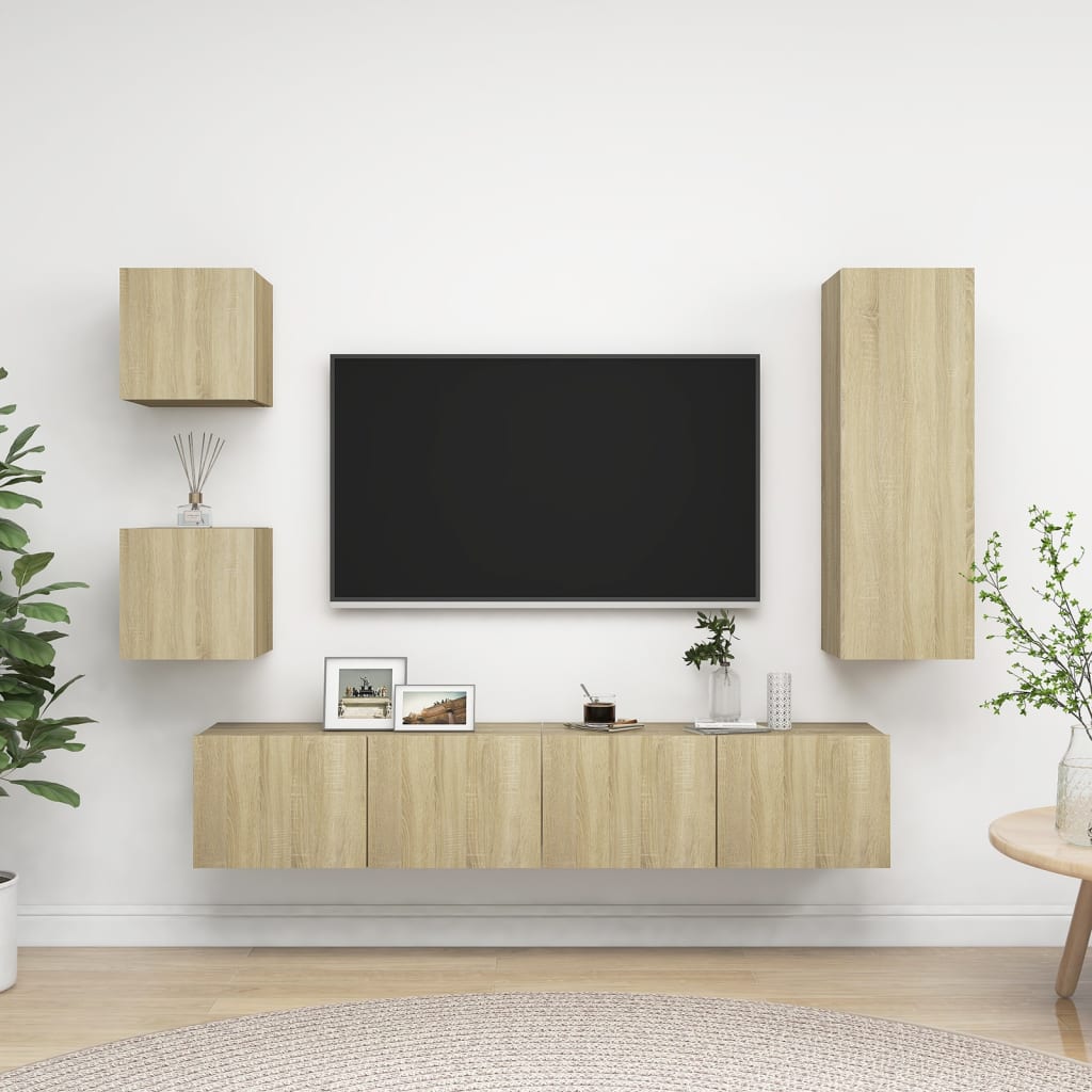 Ensemble de meuble TV 5 pcs Chêne sonoma Bois d'ingénierie - XIOS