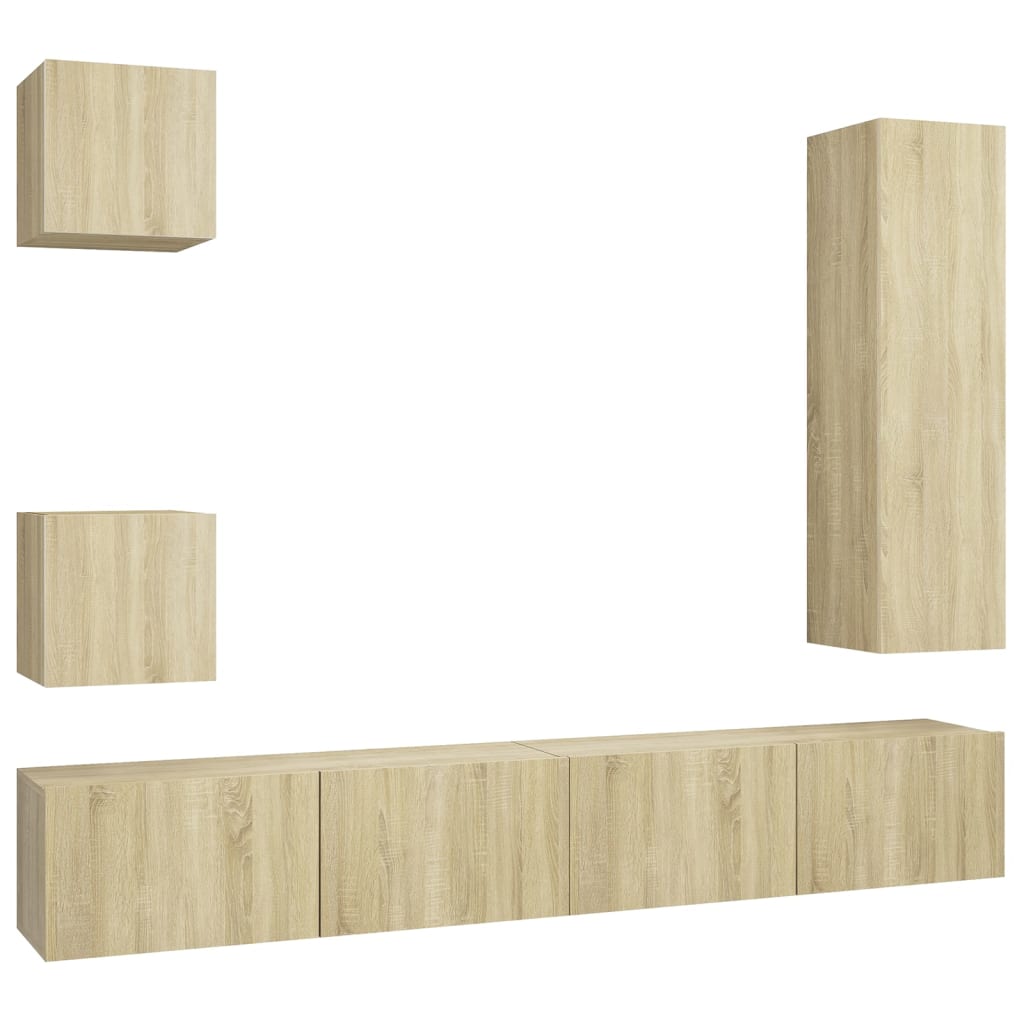 Ensemble de meubles TV 5 pcs Chêne sonoma Bois d'ingénierie - XIOS