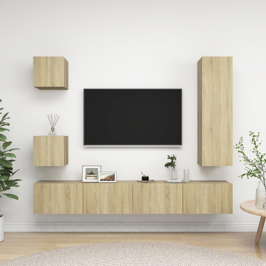 Ensemble de meubles TV 5 pcs Chêne sonoma Bois d'ingénierie - XIOS