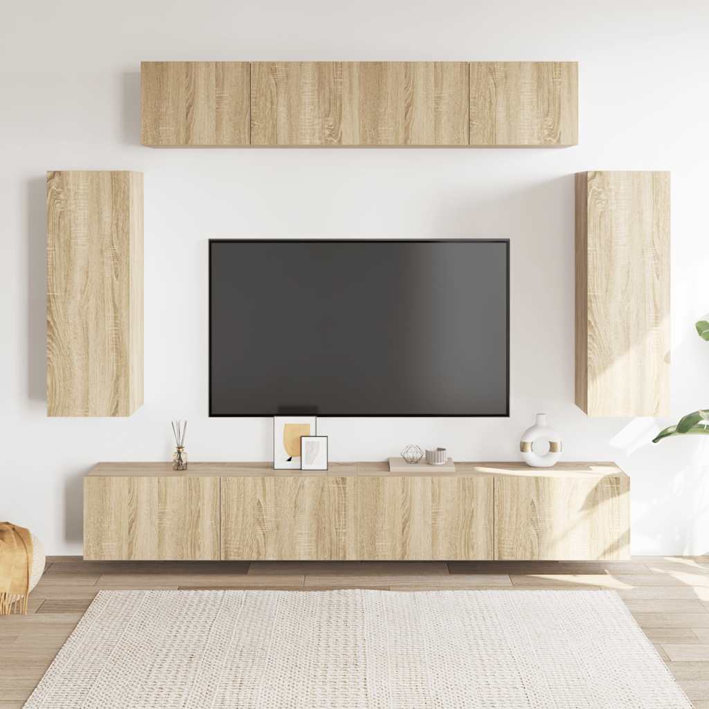 Ensemble de meuble TV 6 pcs Chêne sonoma Bois d'ingénierie - XIOS