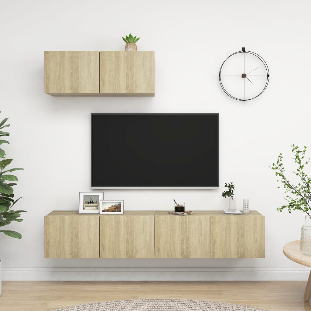 Meubles TV 3 pcs Chêne sonoma Bois d'ingénierie - XIOS