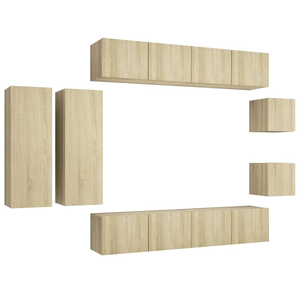Ensemble de meuble TV 8 pcs Chêne sonoma Bois d'ingénierie - XIOS