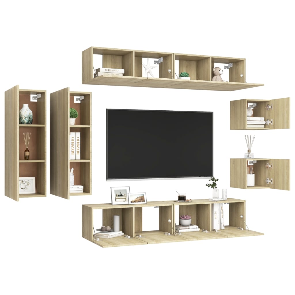 Ensemble de meuble TV 8 pcs Chêne sonoma Bois d'ingénierie - XIOS