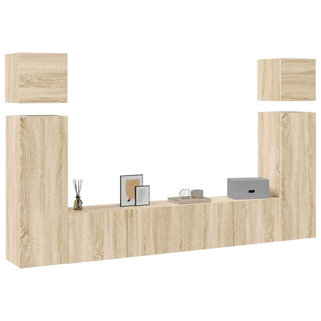 Ensemble de meuble TV 8 pcs Chêne sonoma Bois d'ingénierie - XIOS