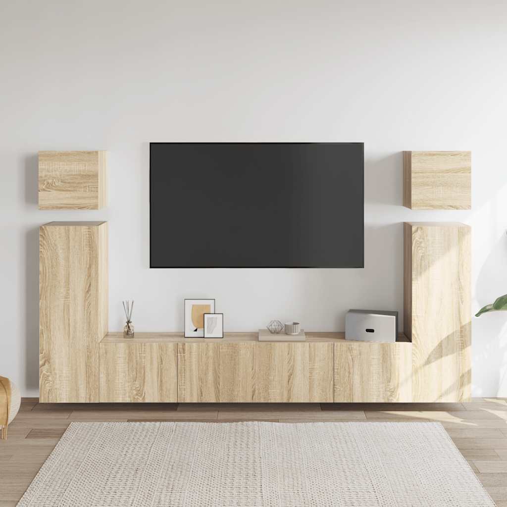 Ensemble de meuble TV 8 pcs Chêne sonoma Bois d'ingénierie - XIOS
