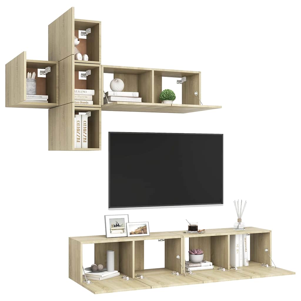 Ensemble de meuble TV 7 pcs Chêne sonoma Bois d'ingénierie