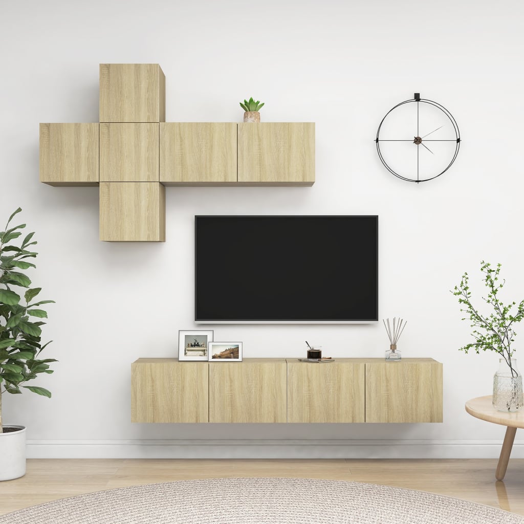 Ensemble de meuble TV 7 pcs Chêne sonoma Bois d'ingénierie - XIOS