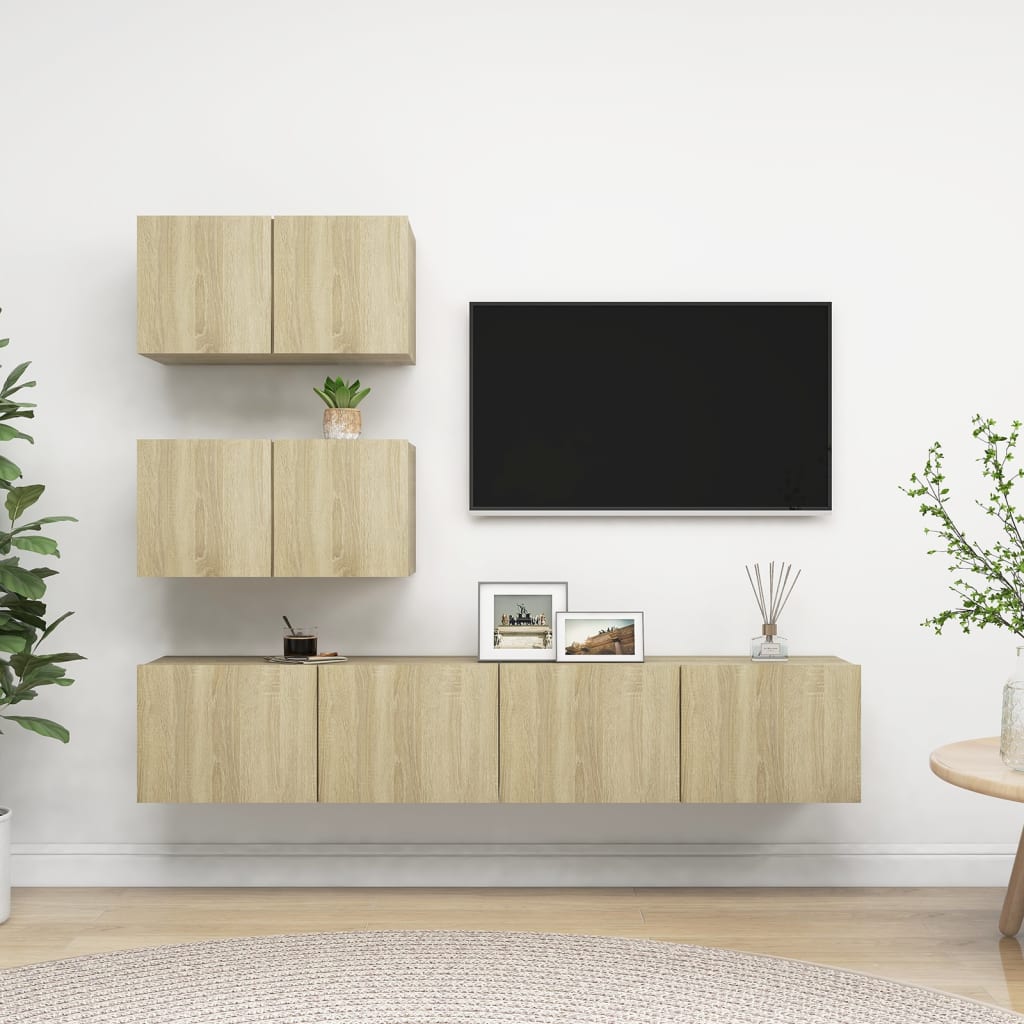 Ensemble de meubles TV 4 pcs Chêne sonoma Bois d'ingénierie - XIOS