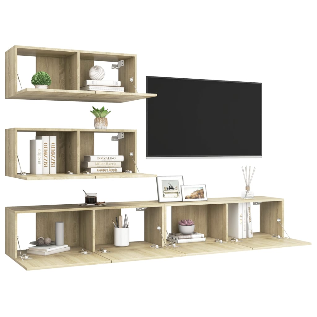 Ensemble de meuble TV 4 pcs Chêne sonoma Bois d'ingénierie - XIOS