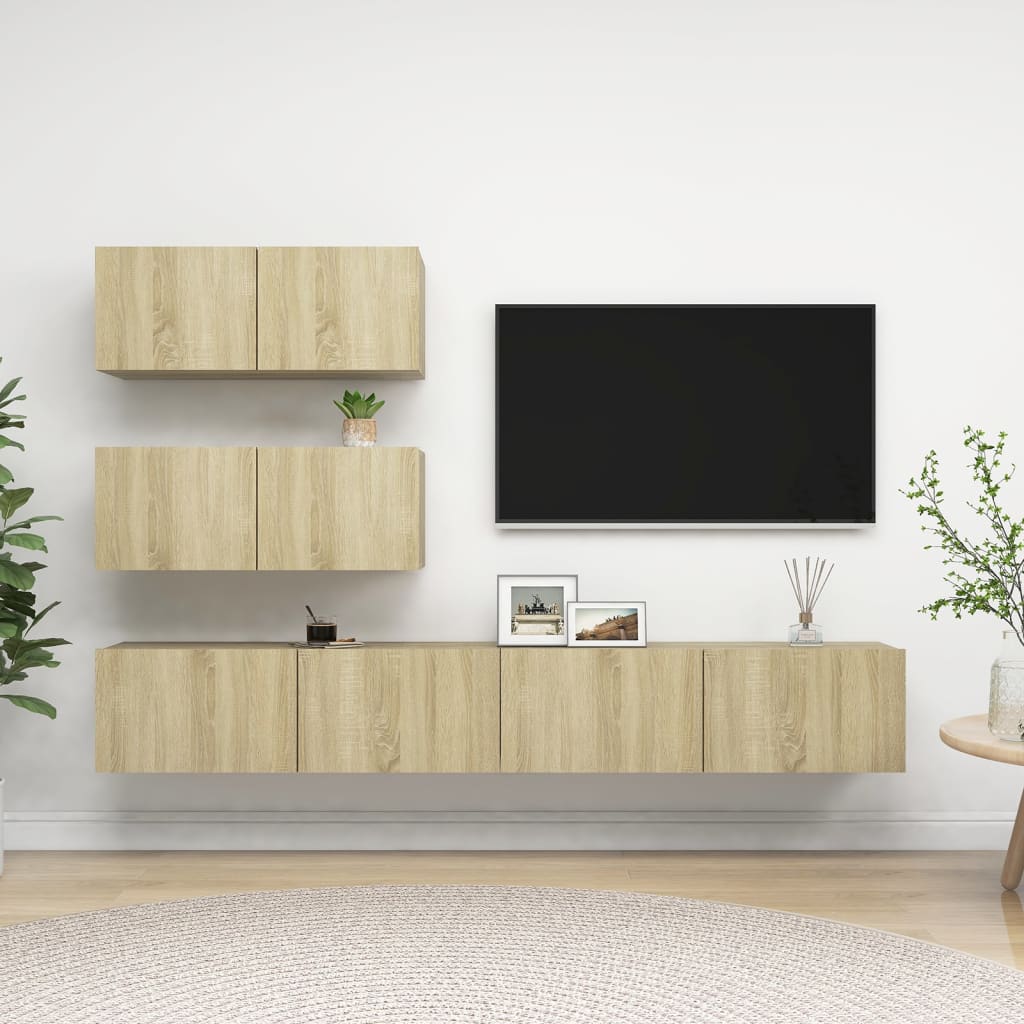 Ensemble de meuble TV 4 pcs Chêne sonoma Bois d'ingénierie - XIOS