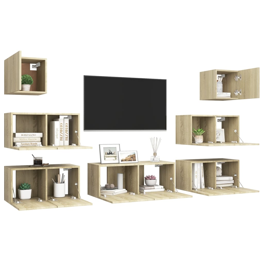 Ensemble de meuble TV 7 pcs Chêne sonoma Bois d'ingénierie - XIOS