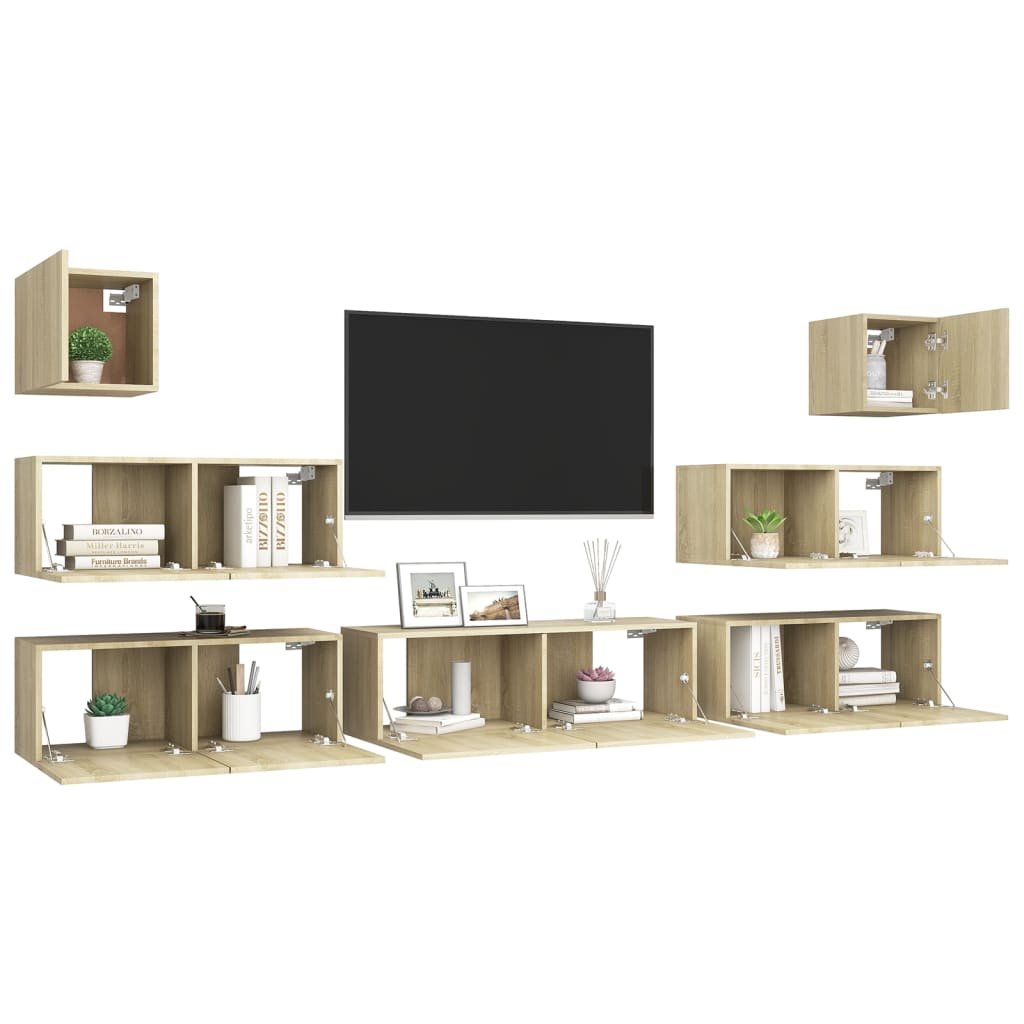 Ensemble de meuble TV 7 pcs Chêne sonoma Bois d'ingénierie - XIOS