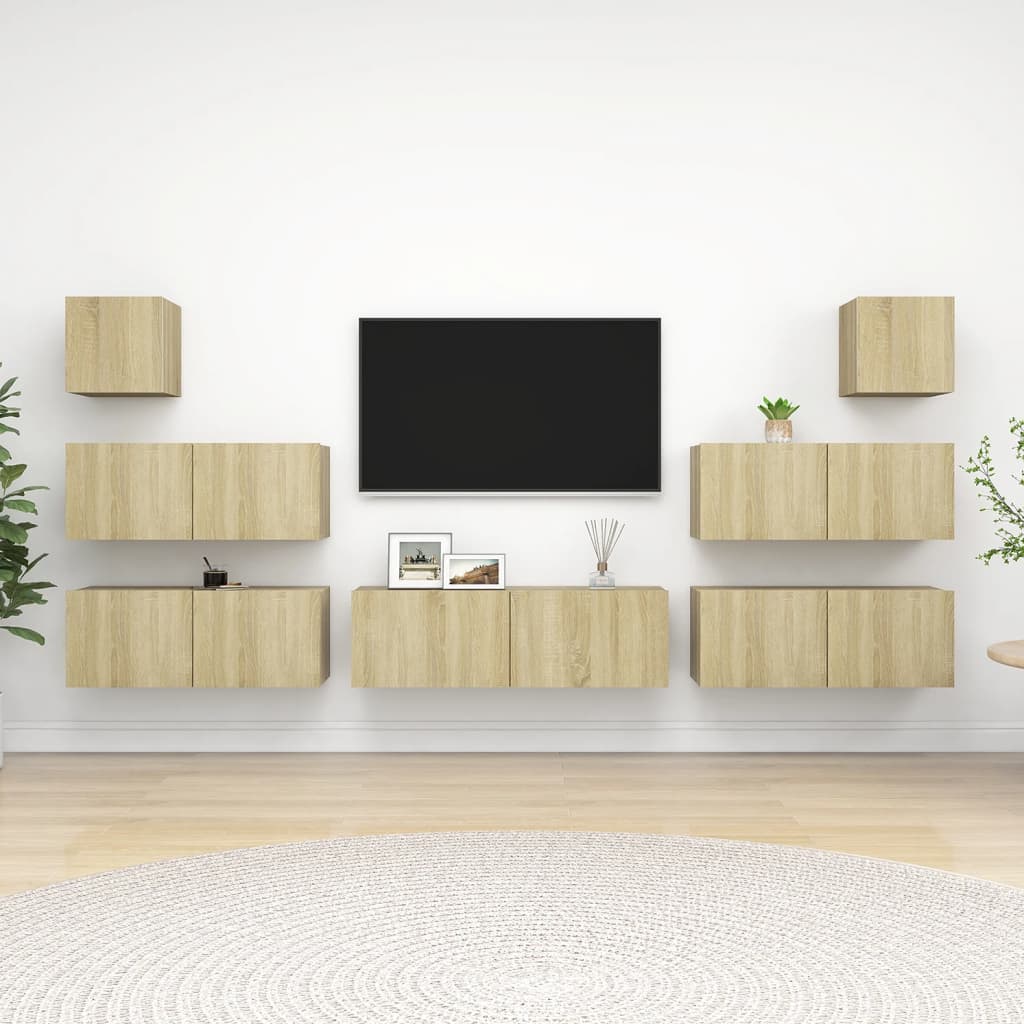 Ensemble de meuble TV 7 pcs Chêne sonoma Bois d'ingénierie