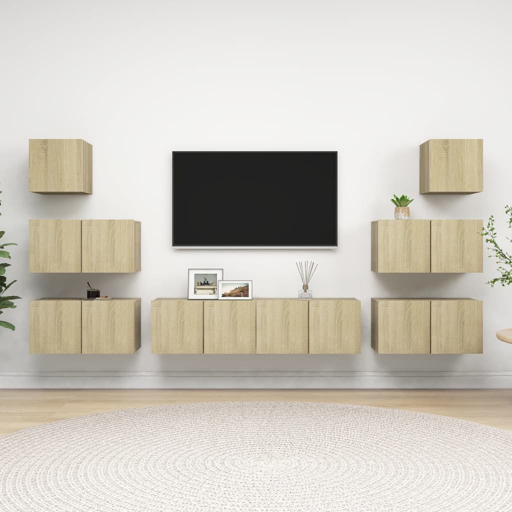 Ensemble de meubles TV 8 pcs Chêne sonoma Bois d'ingénierie - XIOS