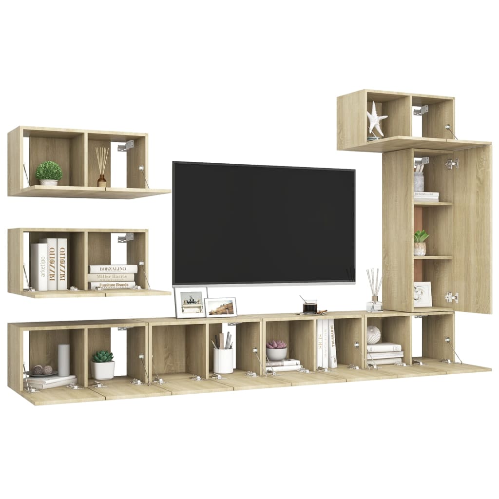 Ensemble de meubles TV 8 pcs Chêne sonoma Bois d'ingénierie - XIOS
