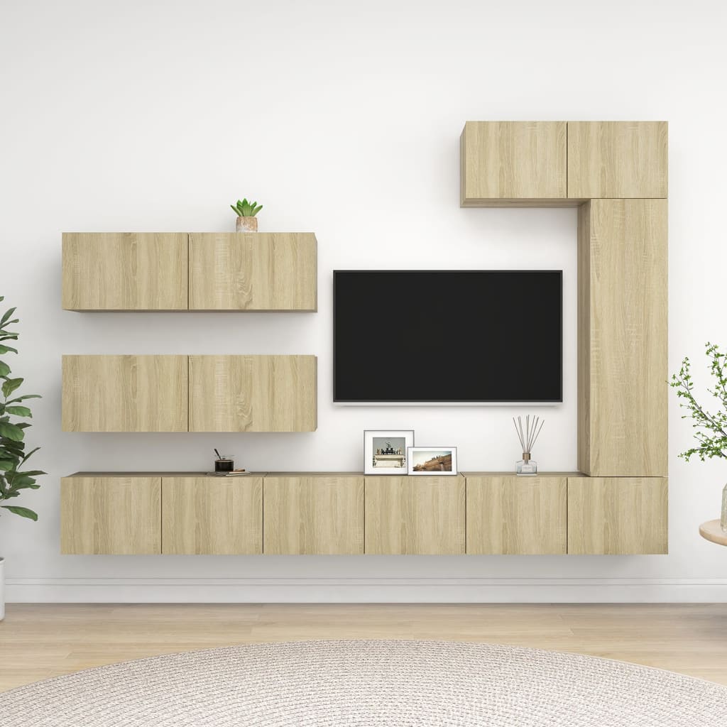 Ensemble de meuble TV 7 pcs Chêne sonoma Bois d'ingénierie - XIOS