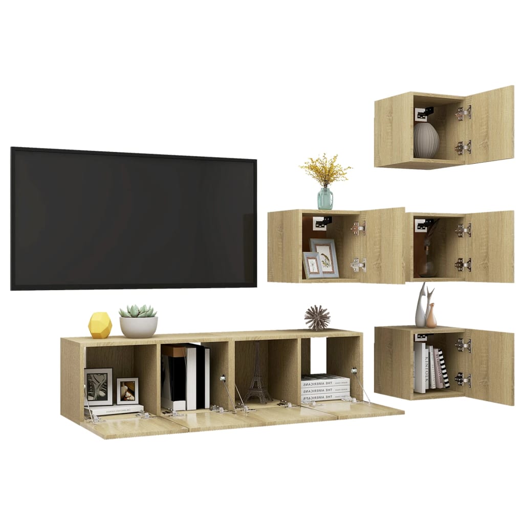Ensemble de meubles TV 6 pcs Chêne sonoma Bois d'ingénierie - XIOS
