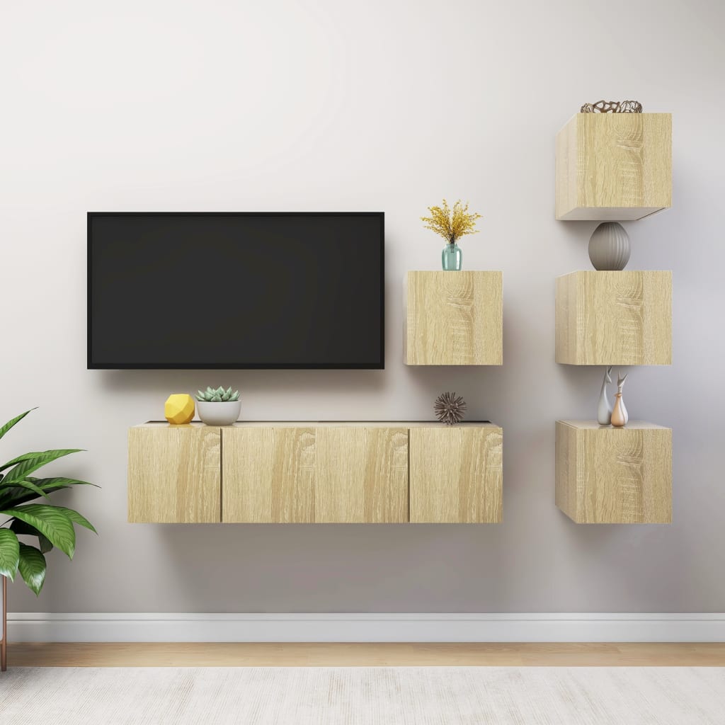 Ensemble de meubles TV 6 pcs Chêne sonoma Bois d'ingénierie - XIOS