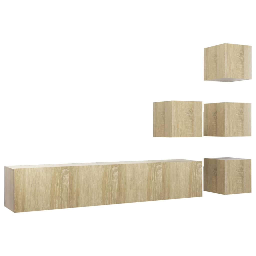 Ensemble de meuble TV 6 pcs Chêne sonoma Bois d'ingénierie - XIOS