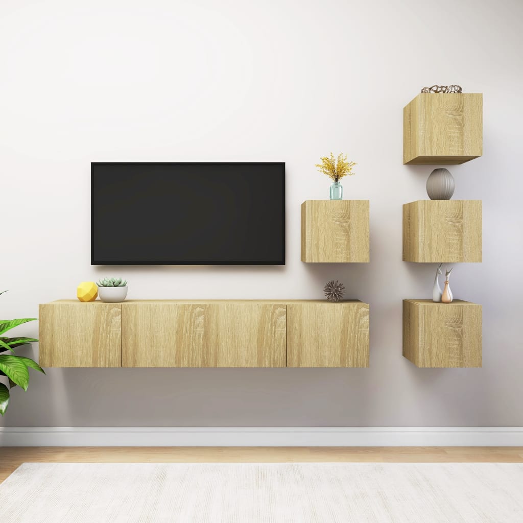 Ensemble de meuble TV 6 pcs Chêne sonoma Bois d'ingénierie - XIOS