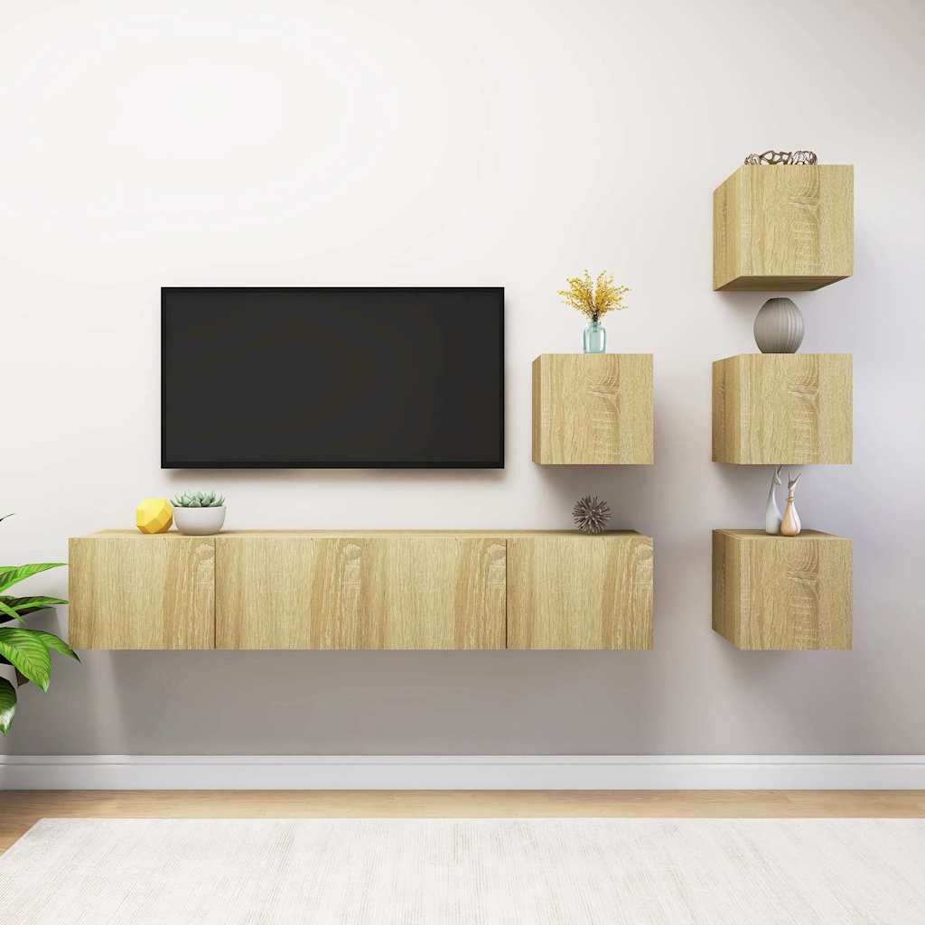 Ensemble de meuble TV 6 pcs Chêne sonoma Bois d'ingénierie