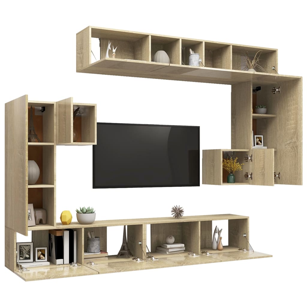 Ensemble de meubles TV 8 pcs Chêne sonoma Bois d'ingénierie - XIOS