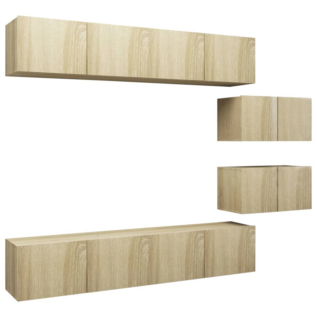 Ensemble de meuble TV 6 pcs Chêne sonoma Bois d'ingénierie - XIOS