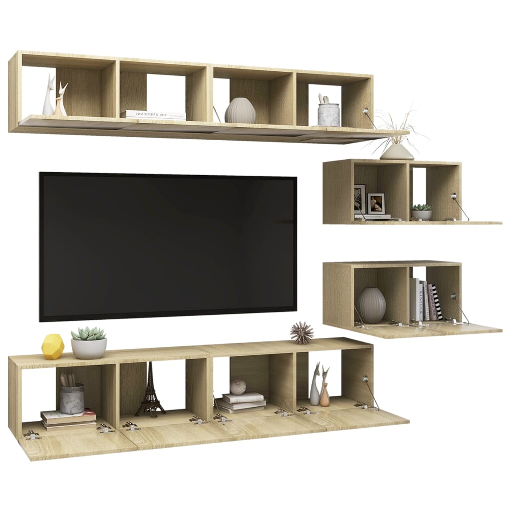 Ensemble de meuble TV 6 pcs Chêne sonoma Bois d'ingénierie - XIOS