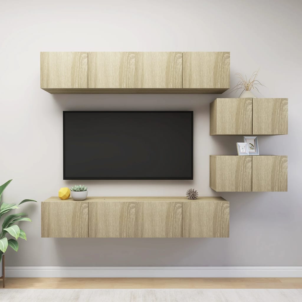 Ensemble de meuble TV 6 pcs Chêne sonoma Bois d'ingénierie - XIOS