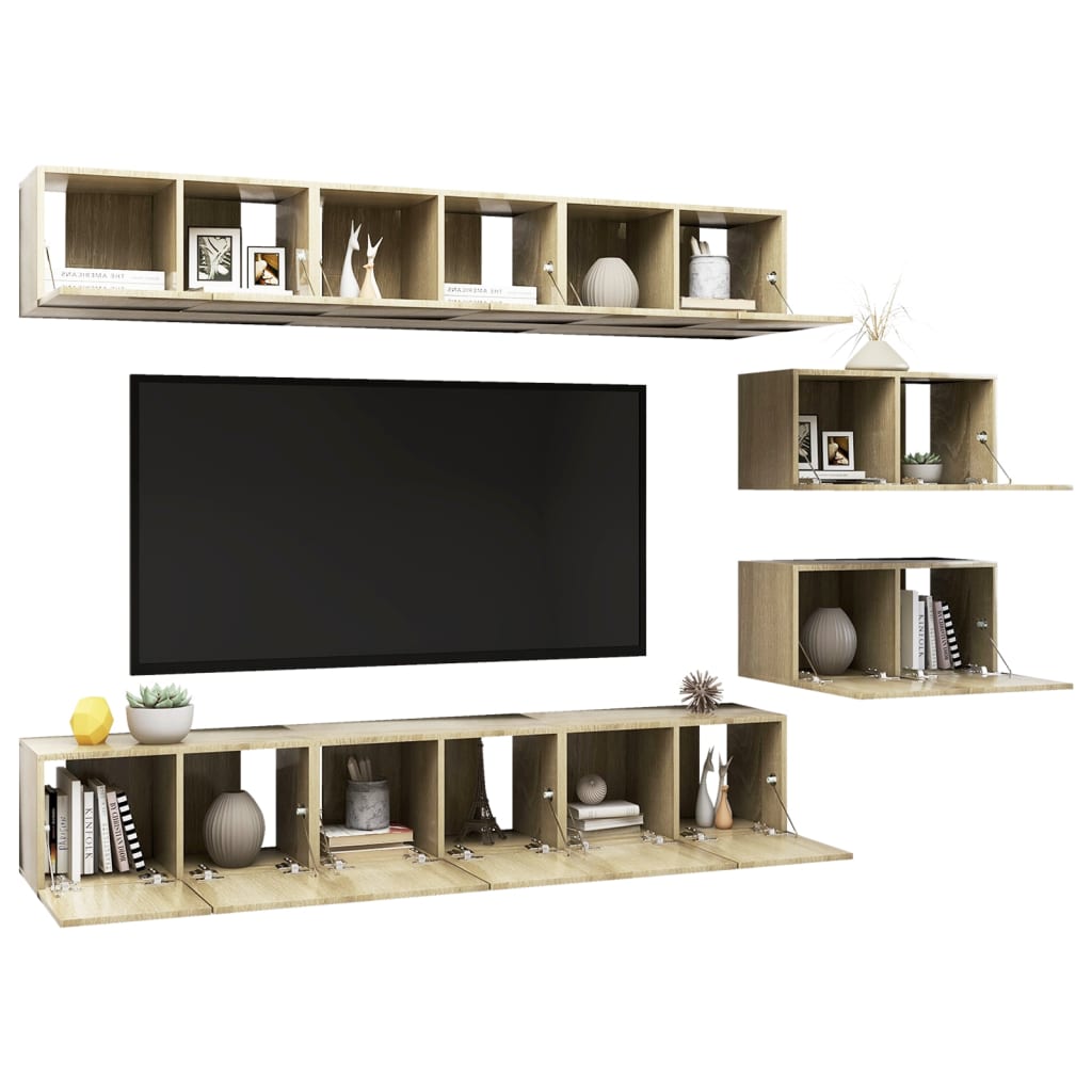 Meubles TV 8 pcs Chêne sonoma Bois d'ingénierie - XIOS